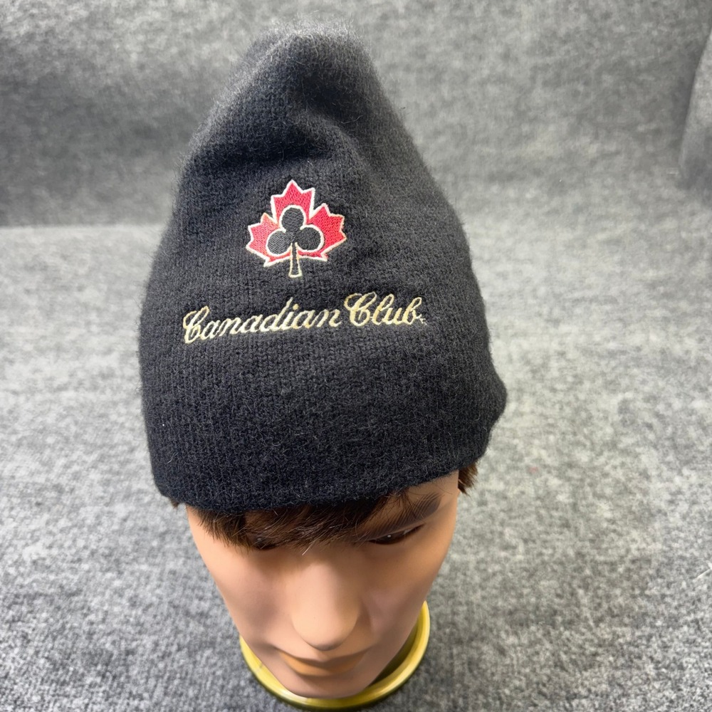 Canadian Club Beanie Mens OSFM Black Embroidered Logo Whiskey Promo Gorpcore